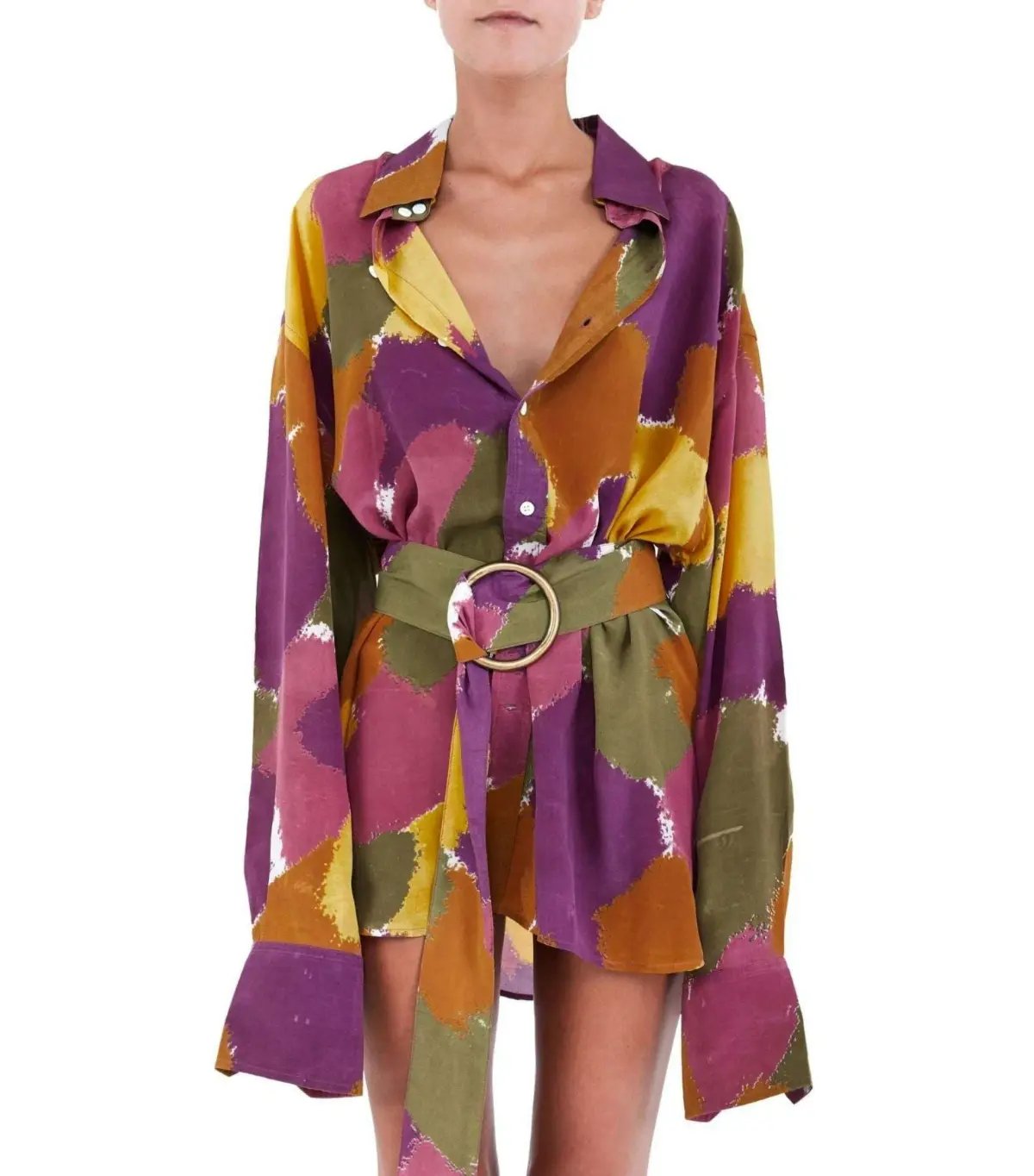 Bamba Swim Titan Shirt Dress In Dry Brush Print Size S / AU 8 photo 2