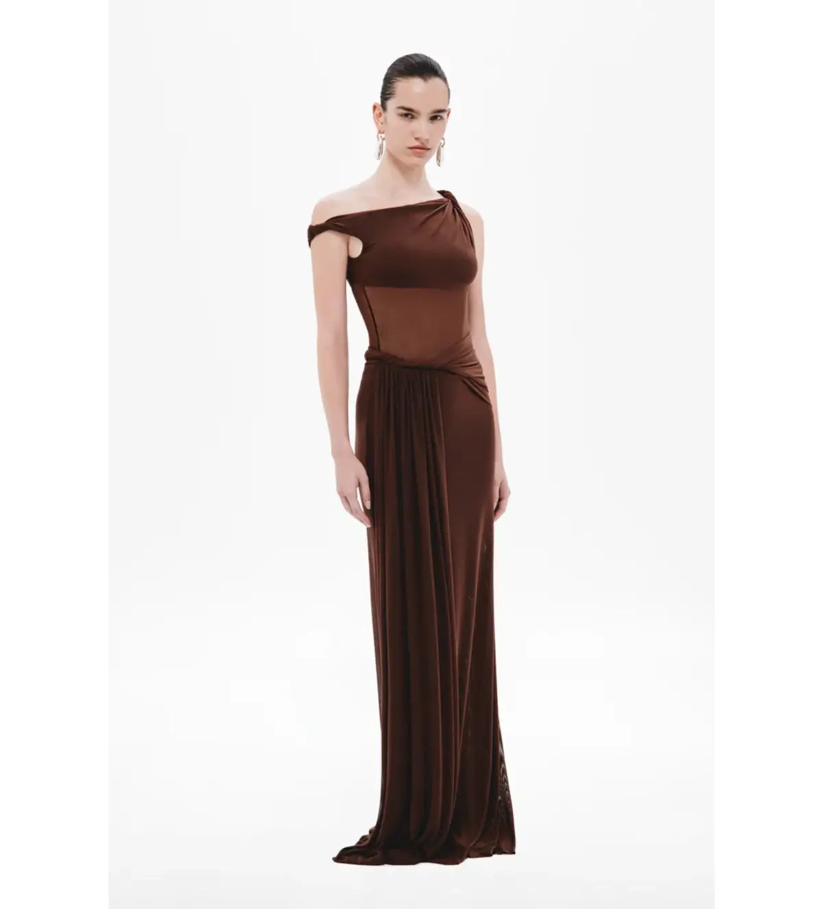 Misha Sisal Mesh Maxi Dress in Espresso Size 8 photo 2