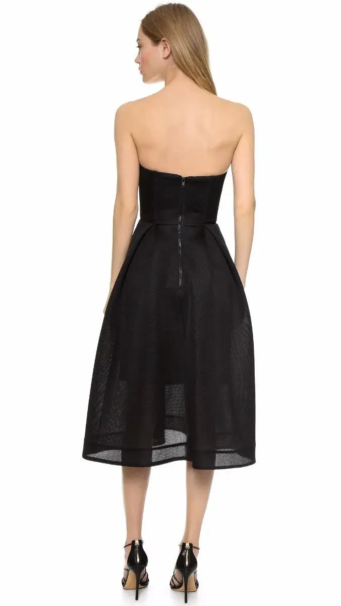 Nicholas Strapless Mesh Gown Black Size 10 photo 2