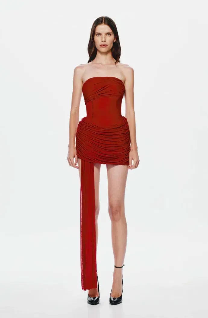 Misha The Ember Wrapped Mini Dress in Cherry Red XS / AU 6 photo 5