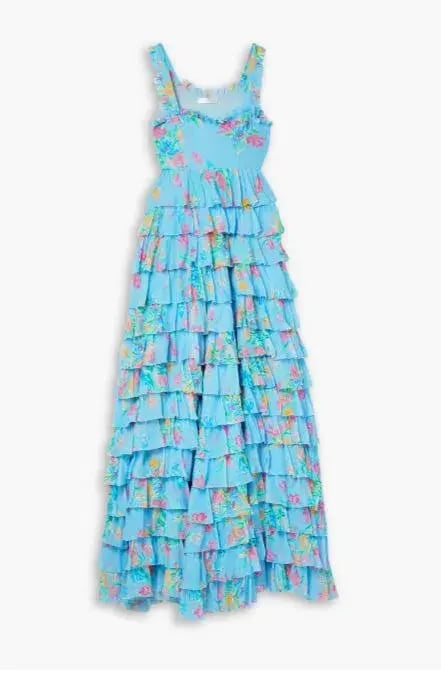 Loveshackfancy Idra Tiered Voile Maxi Dress Blue Lullaby Size 8 photo 3