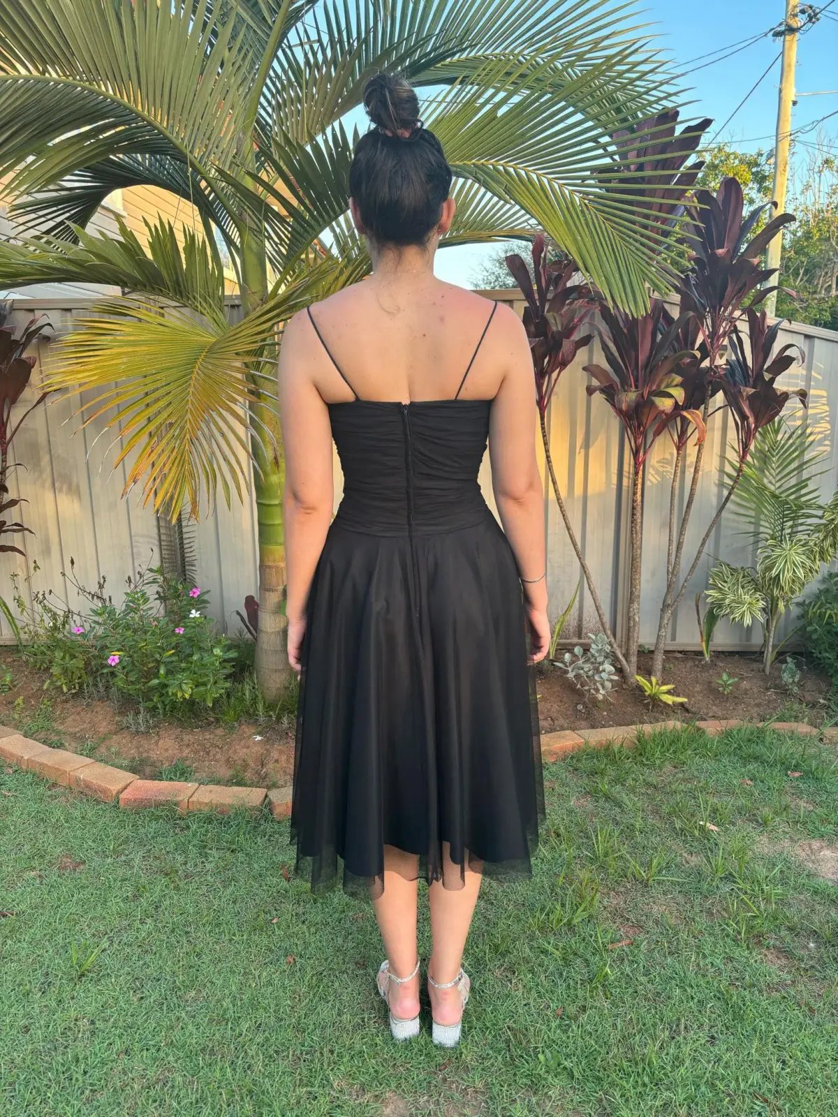 George Evening A-Line Tulle Midi Dress Black Size 10 photo 2