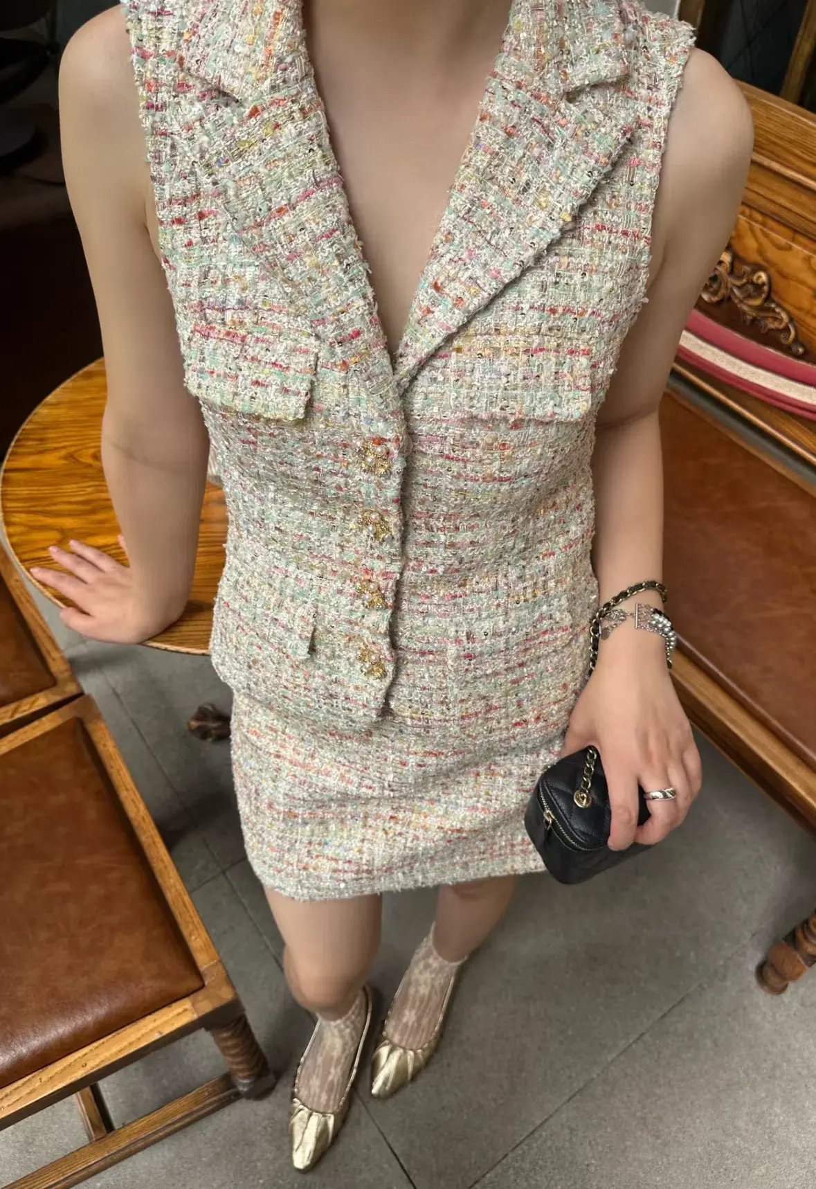Self Portrait Embellished Boucle Tailored Mini Dress Multi Size AU 4 photo 3