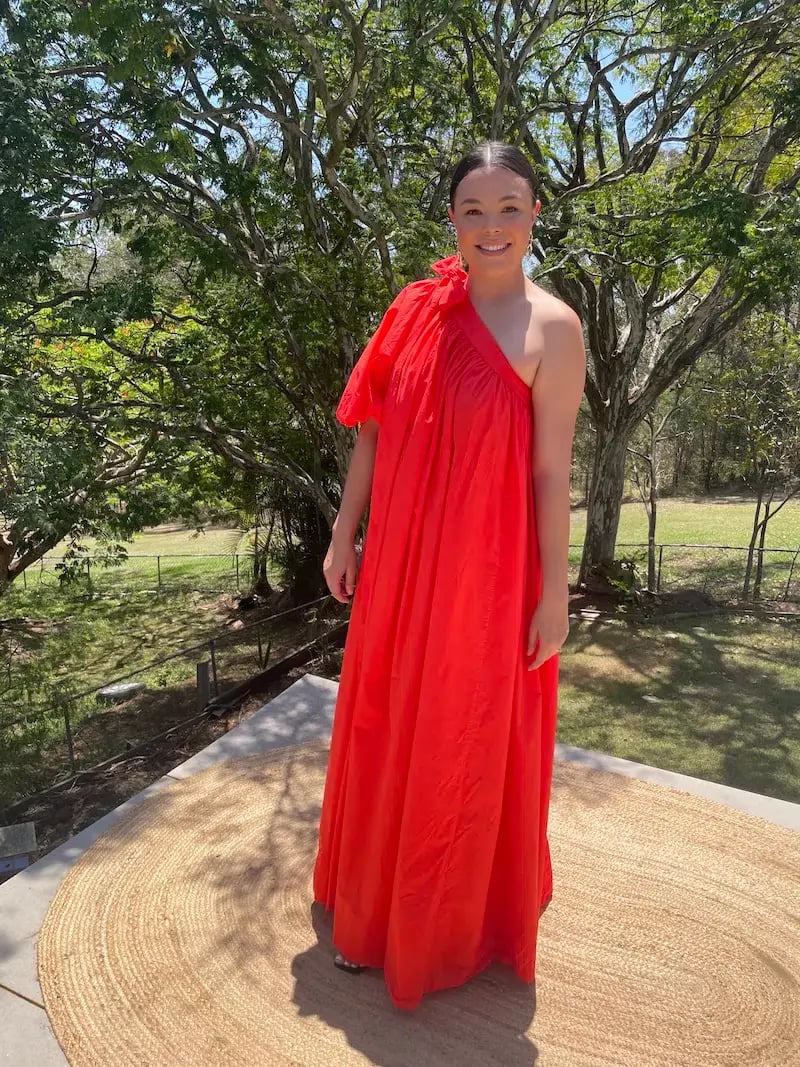 Oroton One Shoulder Dress in True Red Size 12 photo 4