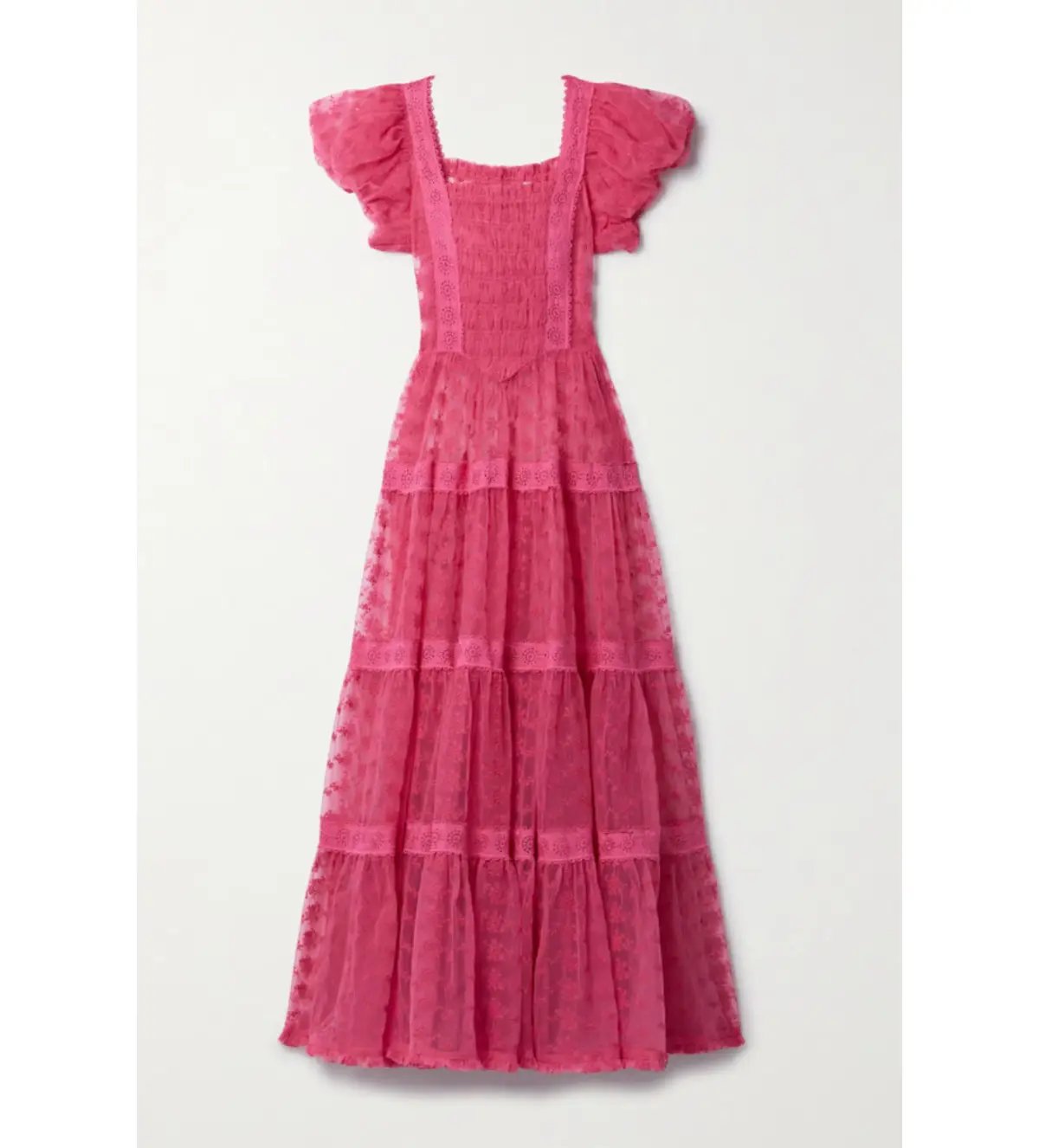 Nadette Lace-trimmed Embroidered Tulle Maxi Dress Pink Size M/AU 10 photo 5