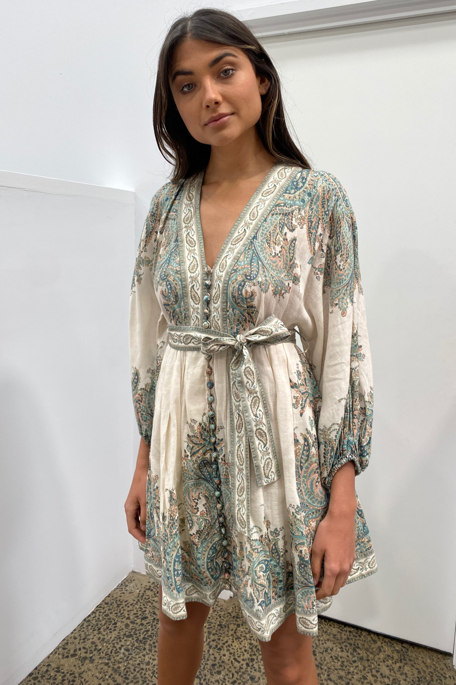 ZIMMERMANN BRIGHTON PAISLEY MINI DRESS - TURQUOISE photo 3