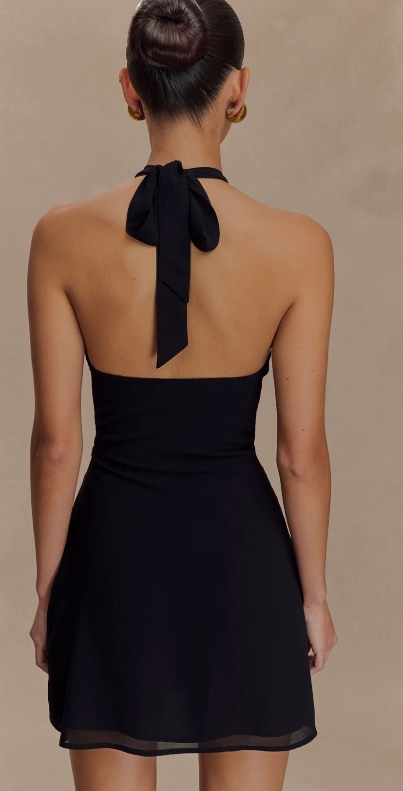 Meshki Malakhai Chiffon Halter Mini Dress Black photo 2