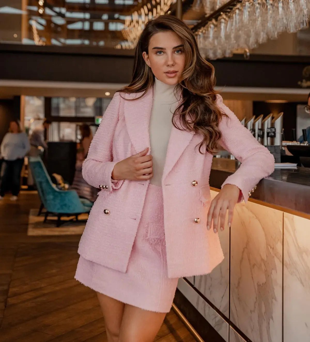 Sheike Cupid Tweed Blazer and Skirt Set Pink Size 6 photo 4