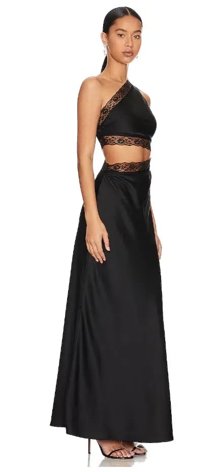 MISHA Jillian Silk Maxi Dress Black Size 10 photo 5