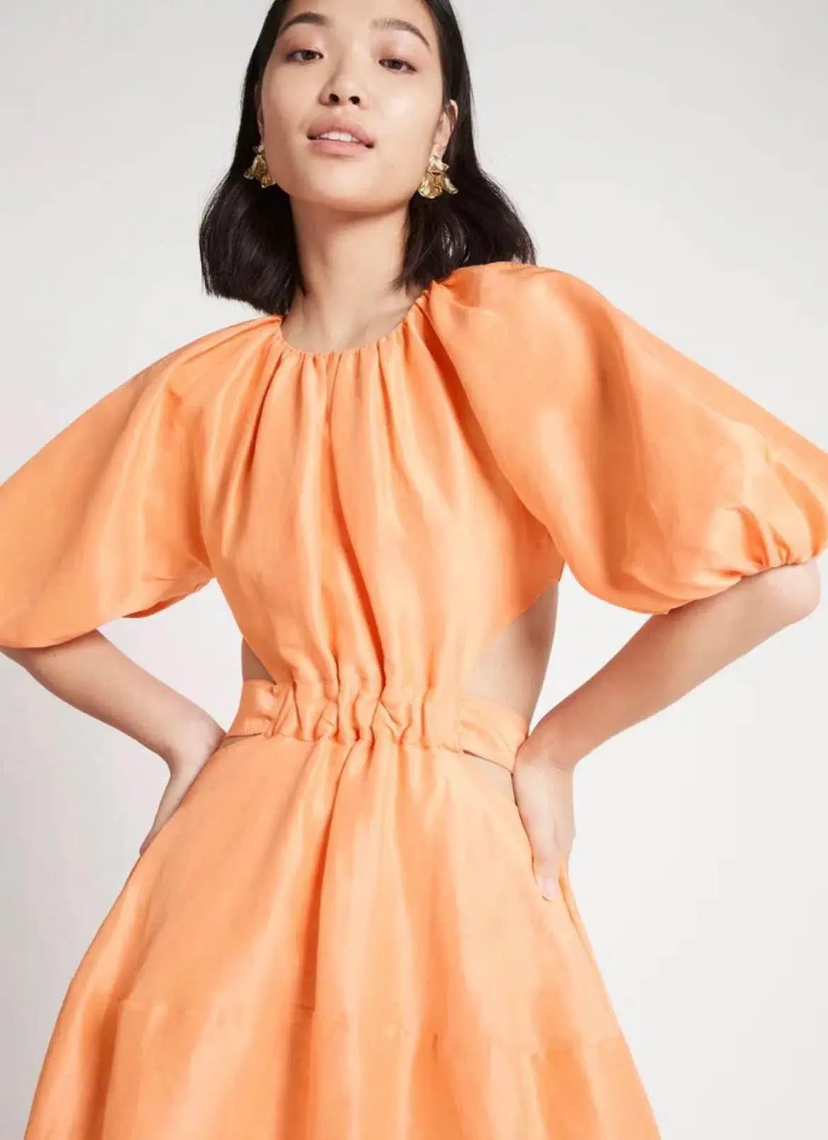 Aje Mimosa Cutout Midi Dress In Mandarin Size 12 photo 5