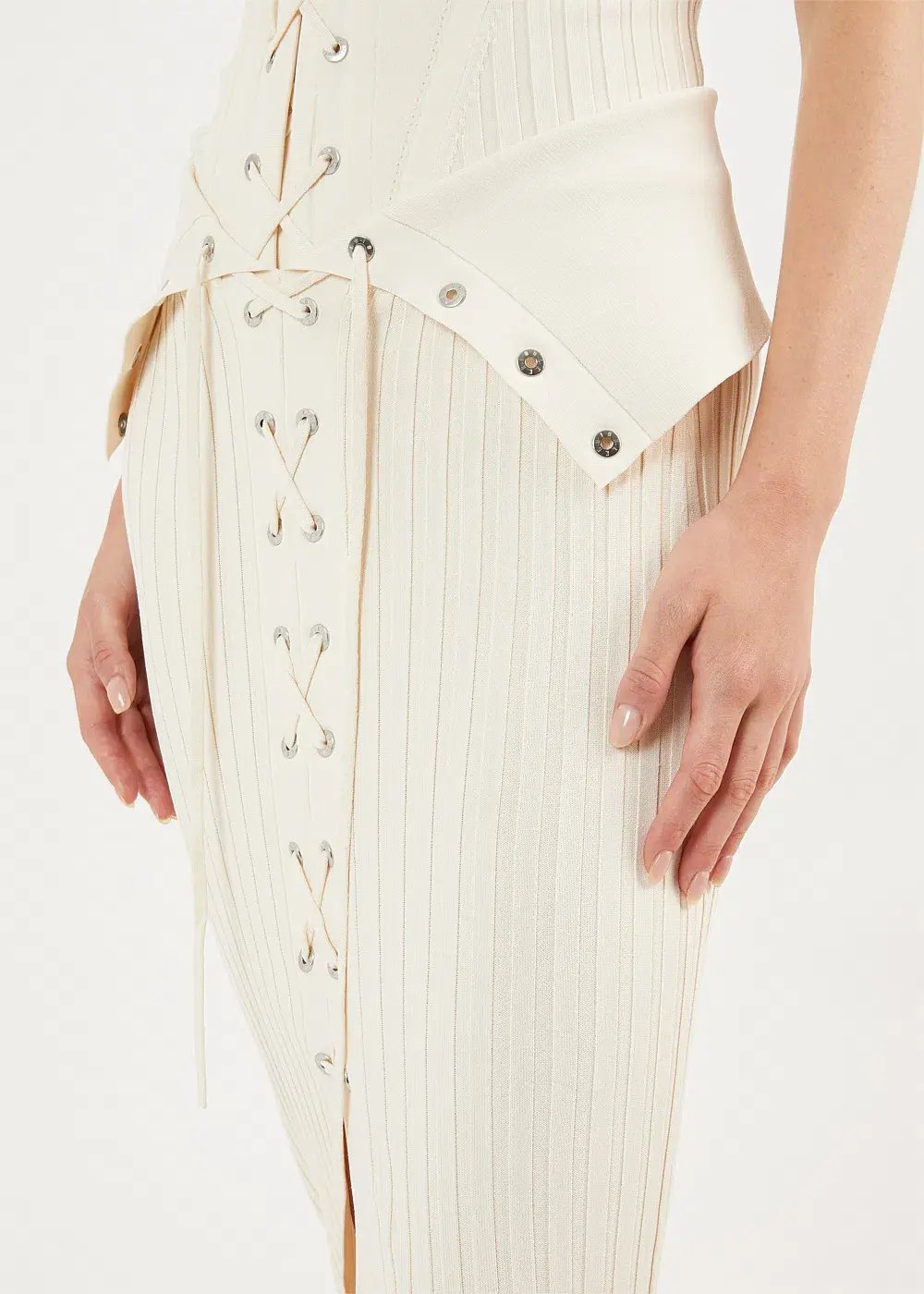 Dion Lee Lace Up Eyelet Skirt and Top Set Beige Size 6 photo 2