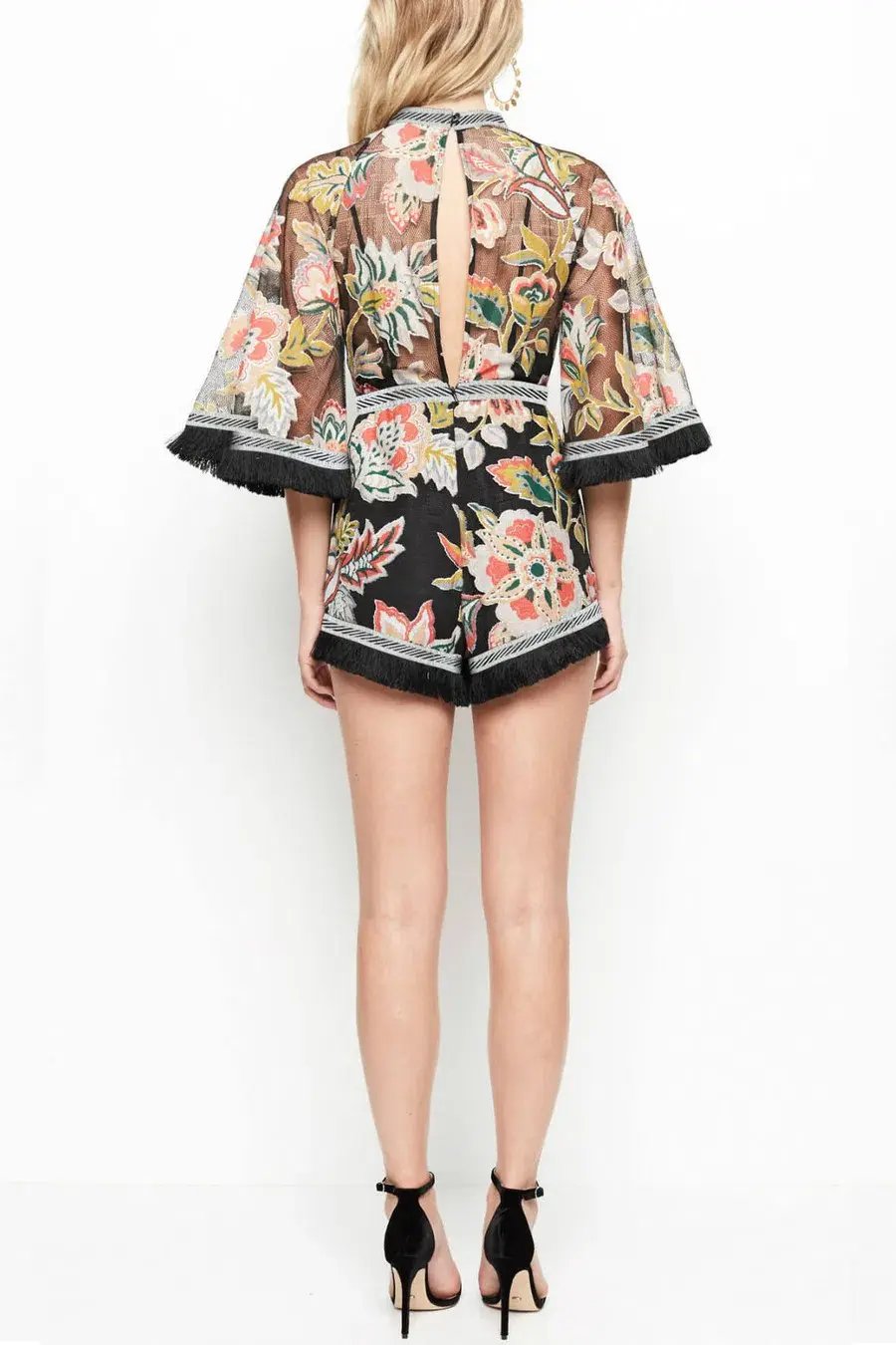 Alice McCall Georgie Boy Playsuit Black Floral Print Size 10 photo 2