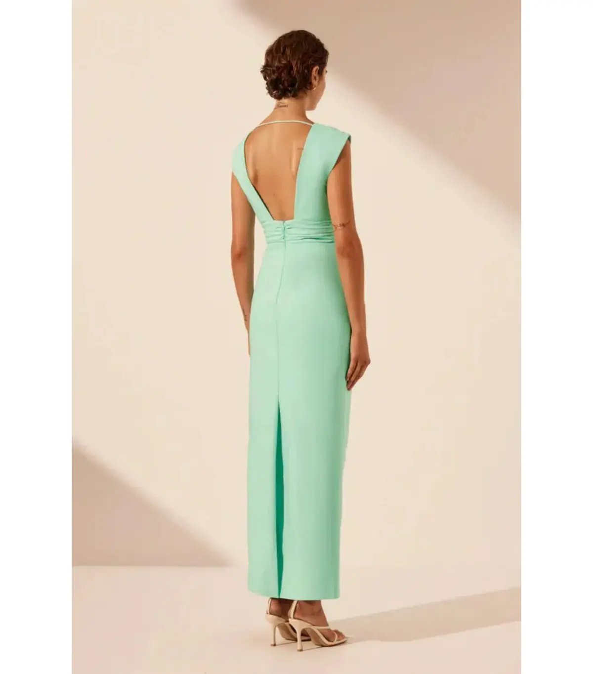 Shona Joy Lani Plunged Cut Out Maxi Dress in Aqua Size AU 14 photo 3