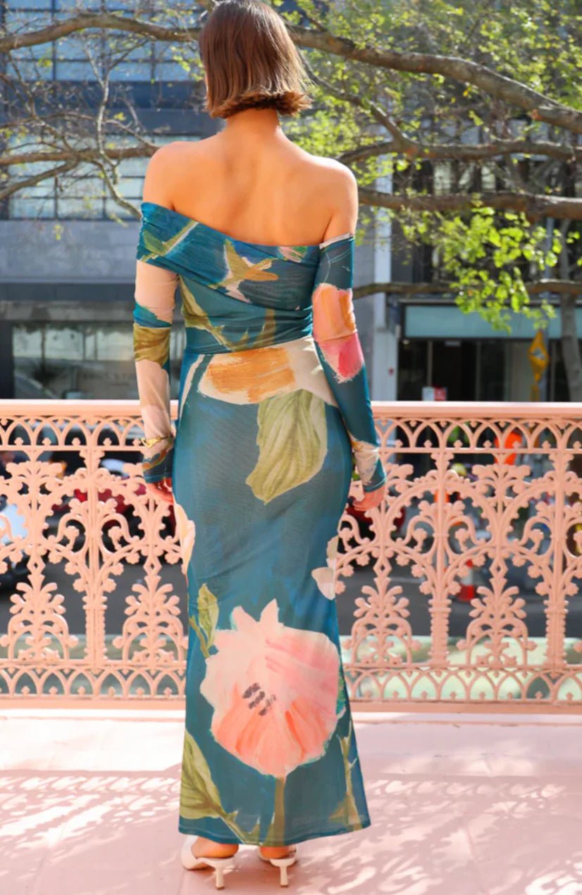 By Nicola Paloma Off Shoulder Mesh Maxi Dress photo 3