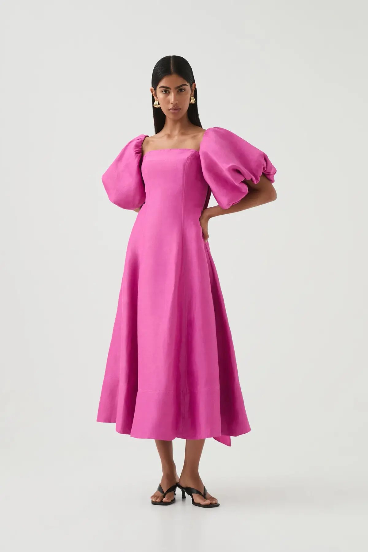 AJE INCARNATION MIDI DRESS MAGENTA SIZE 14 photo 6