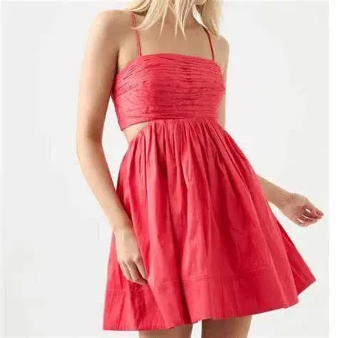 AJE Liza Ruched Baby Doll Dress Pink Size 10 photo 2
