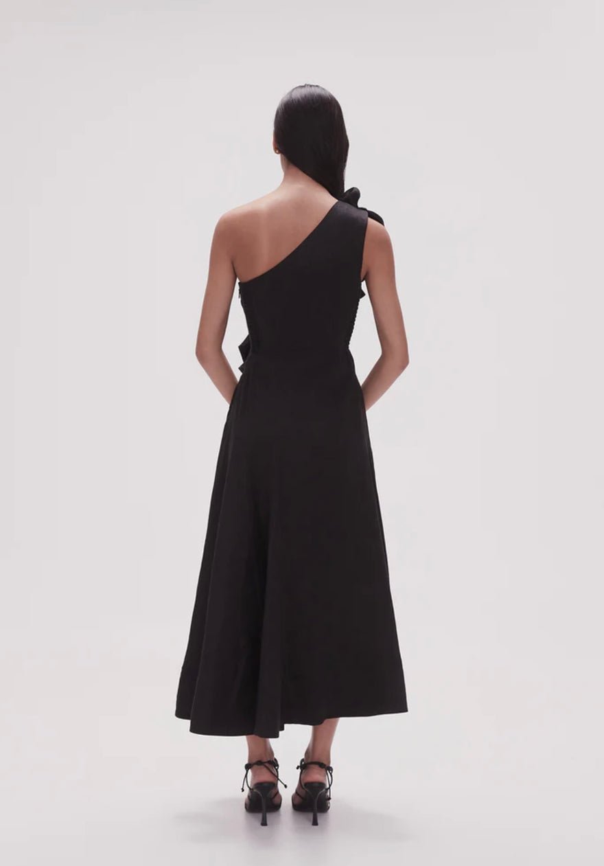 Aje Adelia Ruffle Midi Dress | Black photo 4