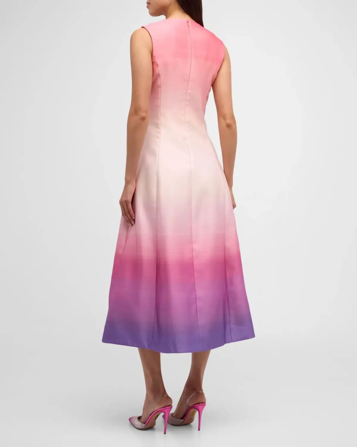Leo Lin Cleo Sleeveless Midi Dress Ombre Coral Size 8 photo 2