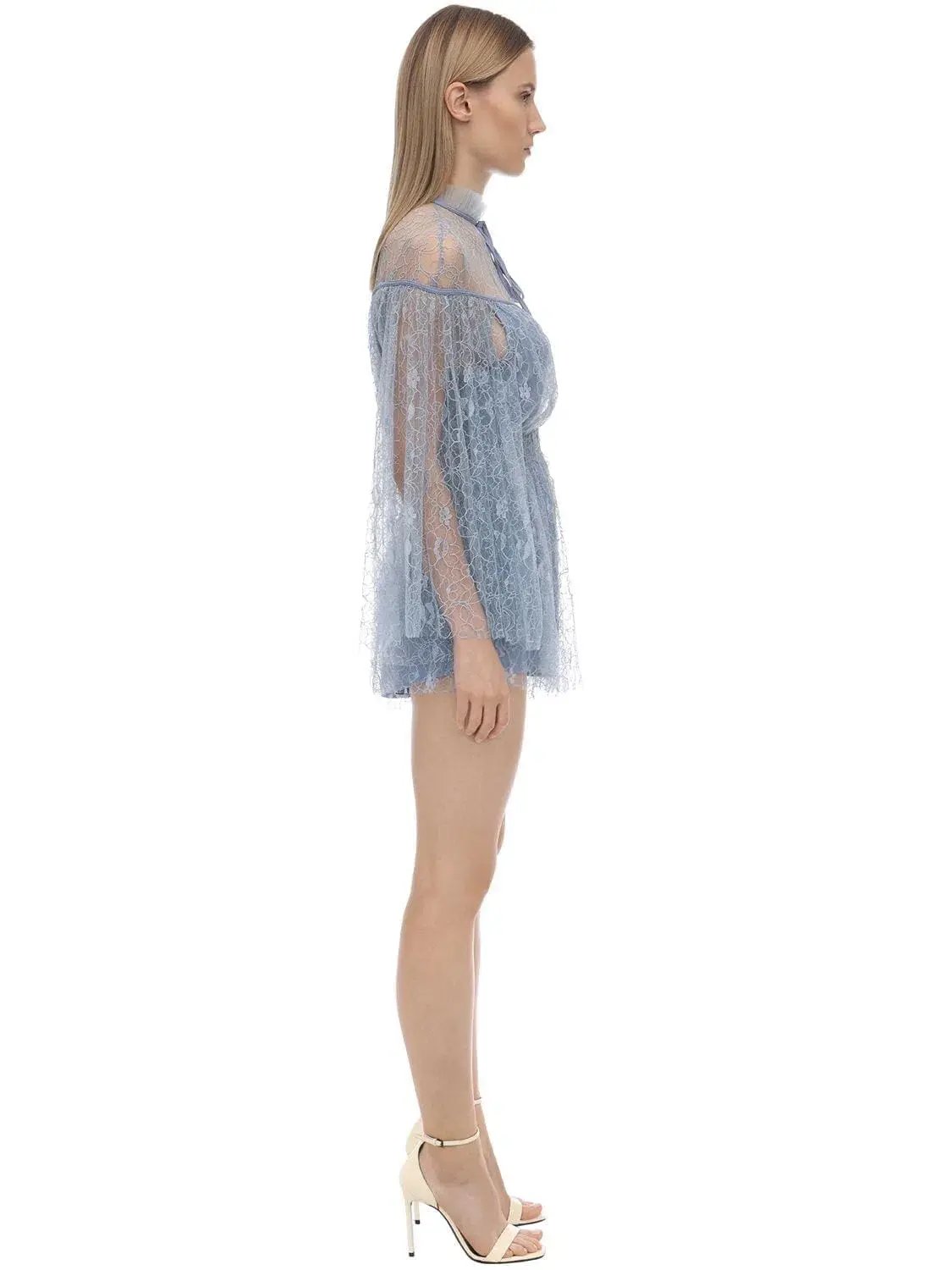 Alice McCALL Ruffled Lace Mini Dress Blue Size 8 photo 2
