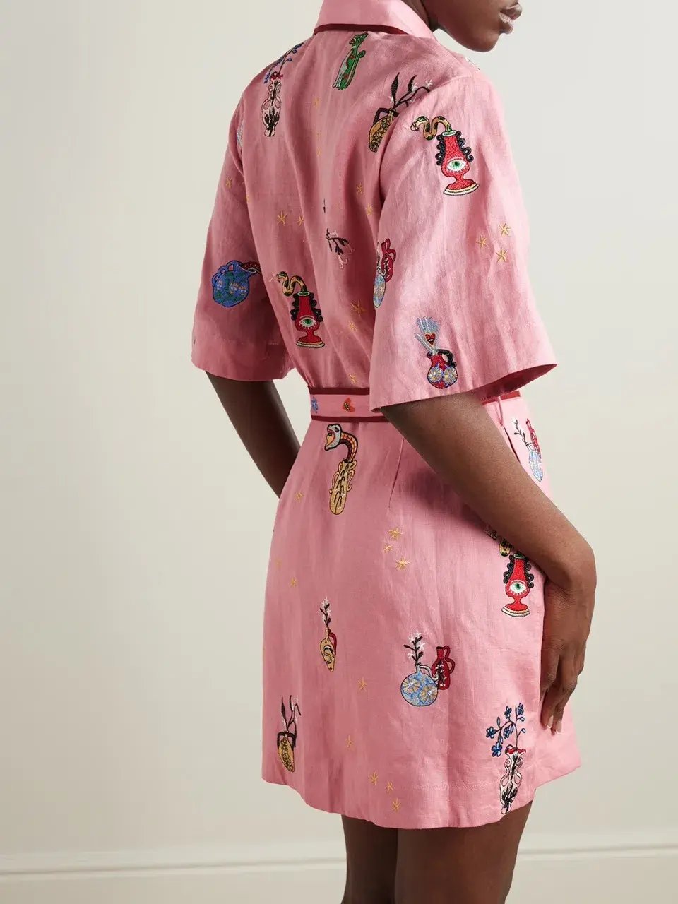 ALEMAIS Timmy  Embroidered Mini Dress Pink Size 10 AU photo 3