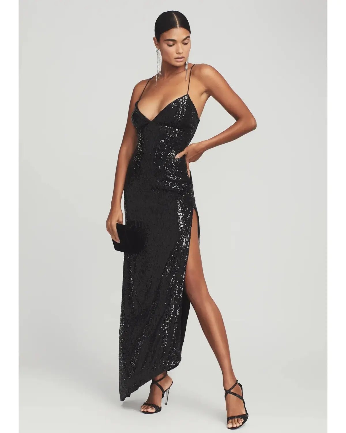 Retrofete Violet Sequined Maxi Dress in Black Size XS / AU 6 photo 2