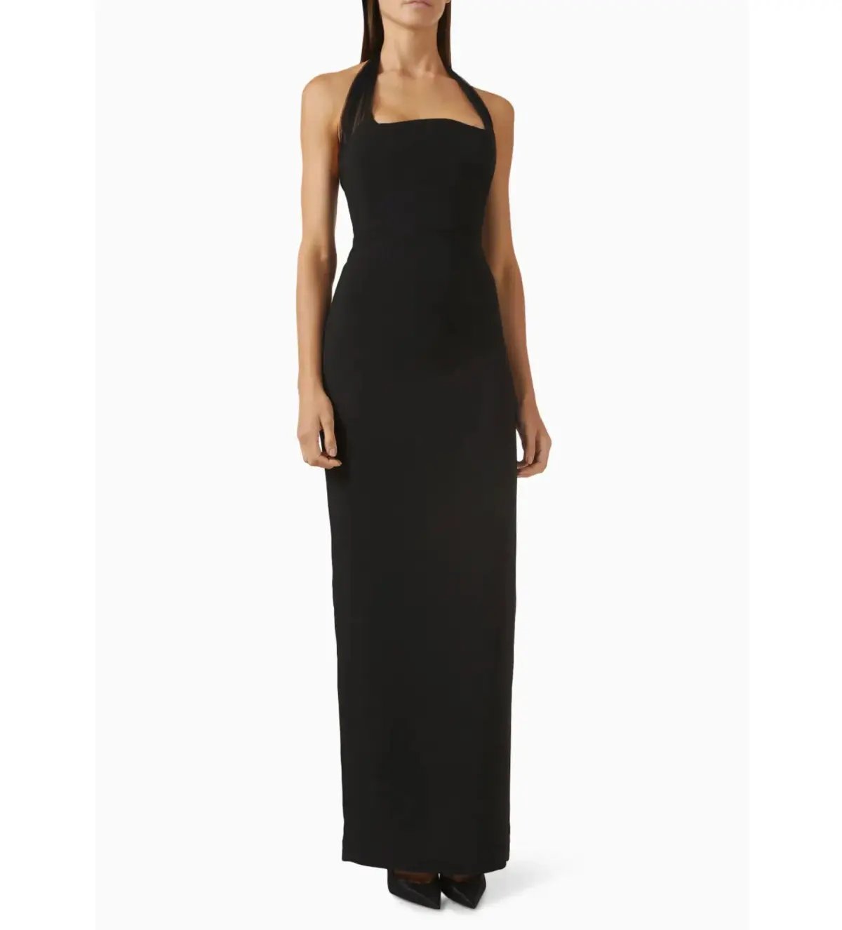 Rachel Gilbert Maria Haltereck Gown In Crepe Black Size 8 photo 2
