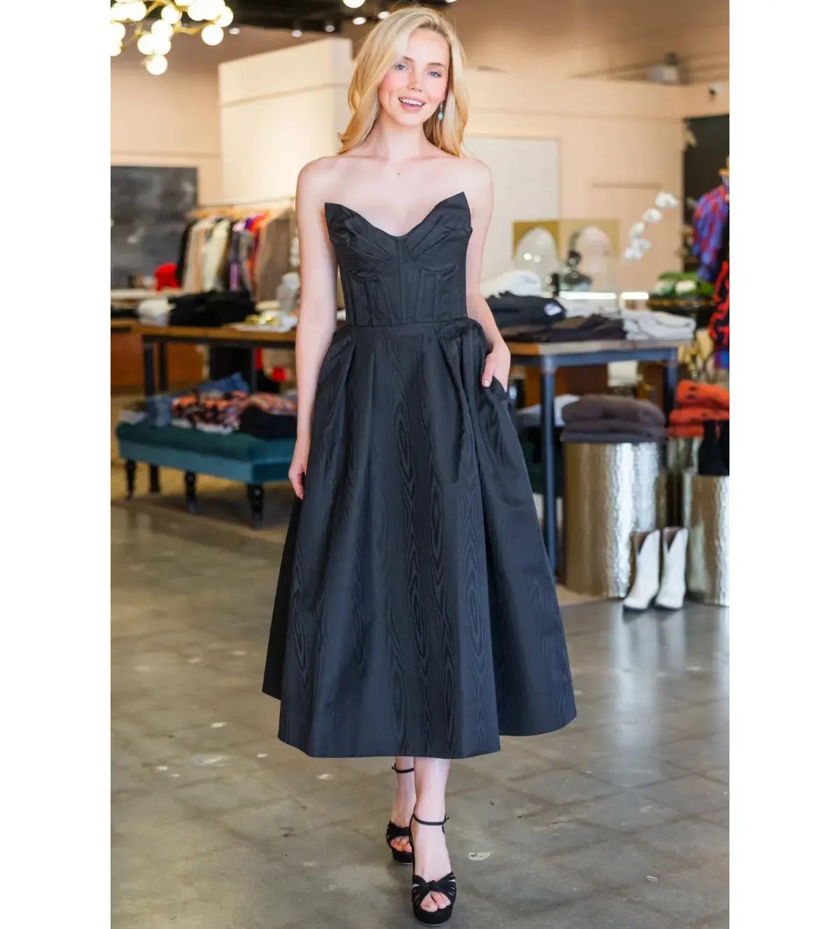 Rebecca Vallance Luiza Strapless Midi Dress Black Size AU 8 photo 5