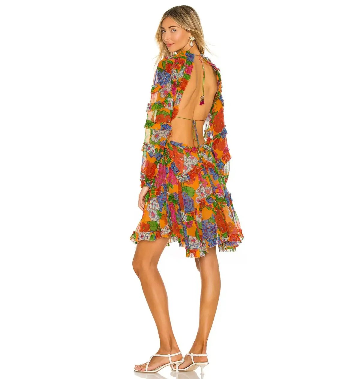 Zimmermann Riders Frill Mini Dress Mango Floral Size 2 / AU 12 photo 4