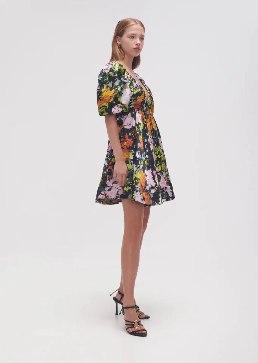 AJE Gabrielle Mini Plunge Dress Midnight Floral Size 14 photo 3