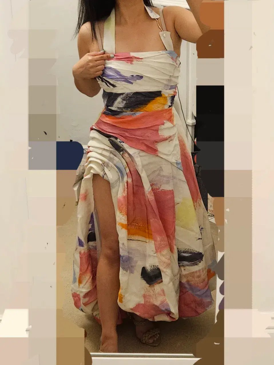 AJE HALTER NECK ABSTRACT SUNSET MIDI DRESS SIZE 8 photo 6