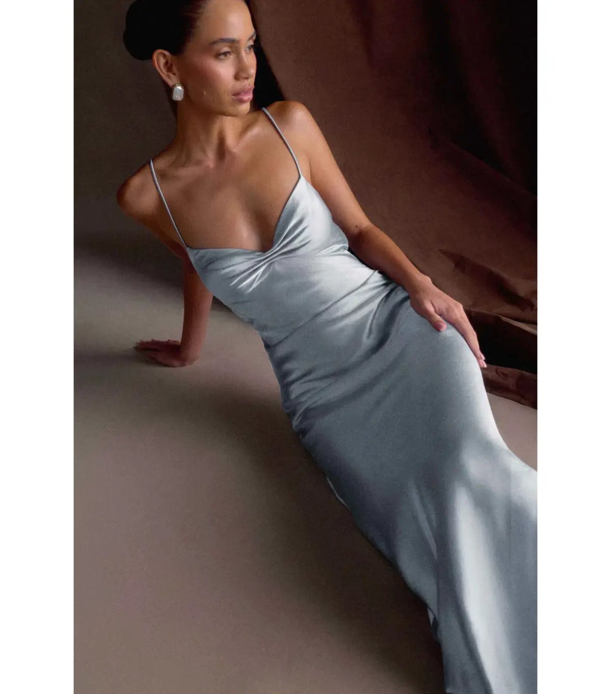 Meshki Lilly Sweetheart Satin Maxi Dress Frosted Blue Size S / AU 8 photo 4