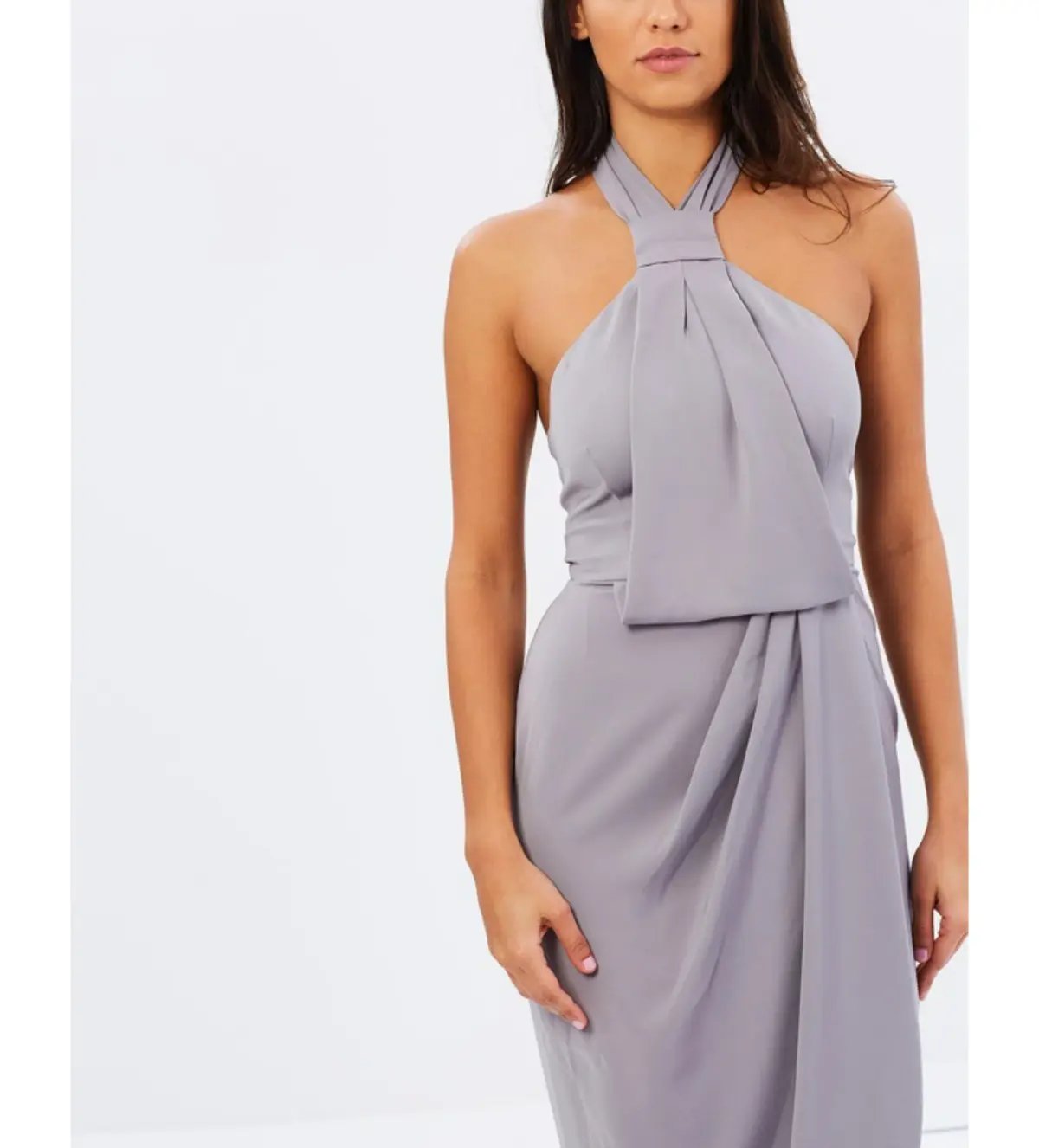 Shona Joy Core Knot Draped Dress Grey Size AU 16 photo 5