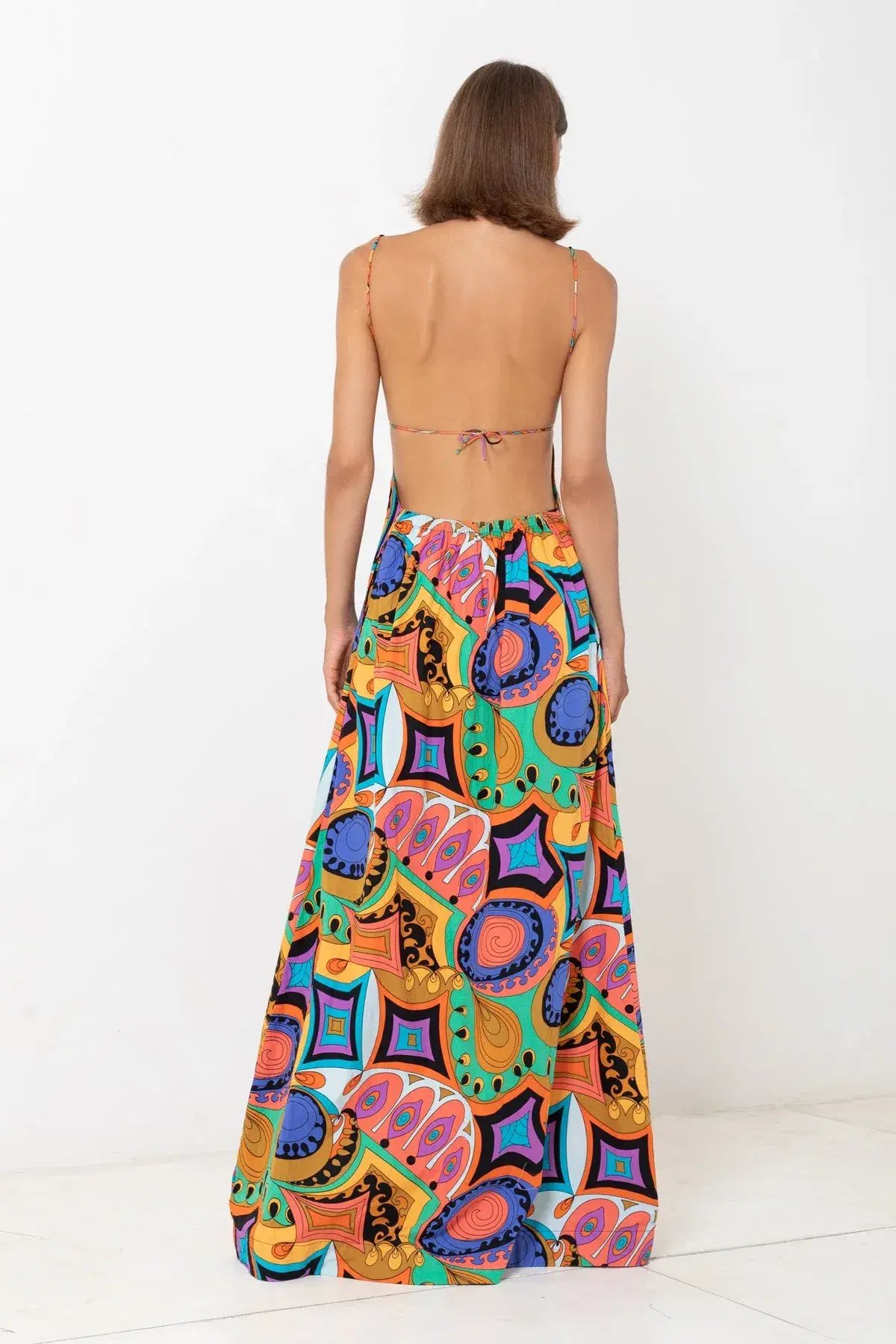 SWF Boutique Murano Cut Out A Line Maxi Dress Print Size 12 photo 2