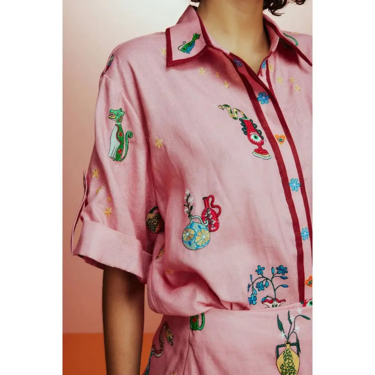 ALEMAIS Timmy Embroidered Shirt & Sarong Skirt Pink Size 10 AU photo 20