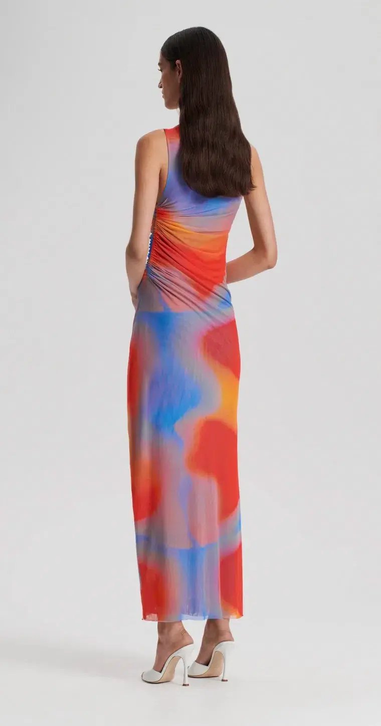 Scanlan Theodore Watercolour Dress Blue/Red Multi Size 8 photo 3