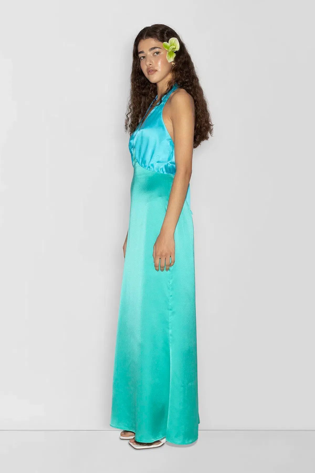The Wolf Gang Oahu Slip Dress Maxi Aquamarine Size AU 10 photo 3