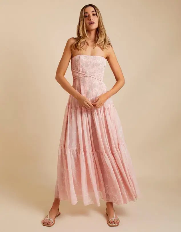 Lover Marigold Pleated Maxi Dress Pink Size 8 photo 2