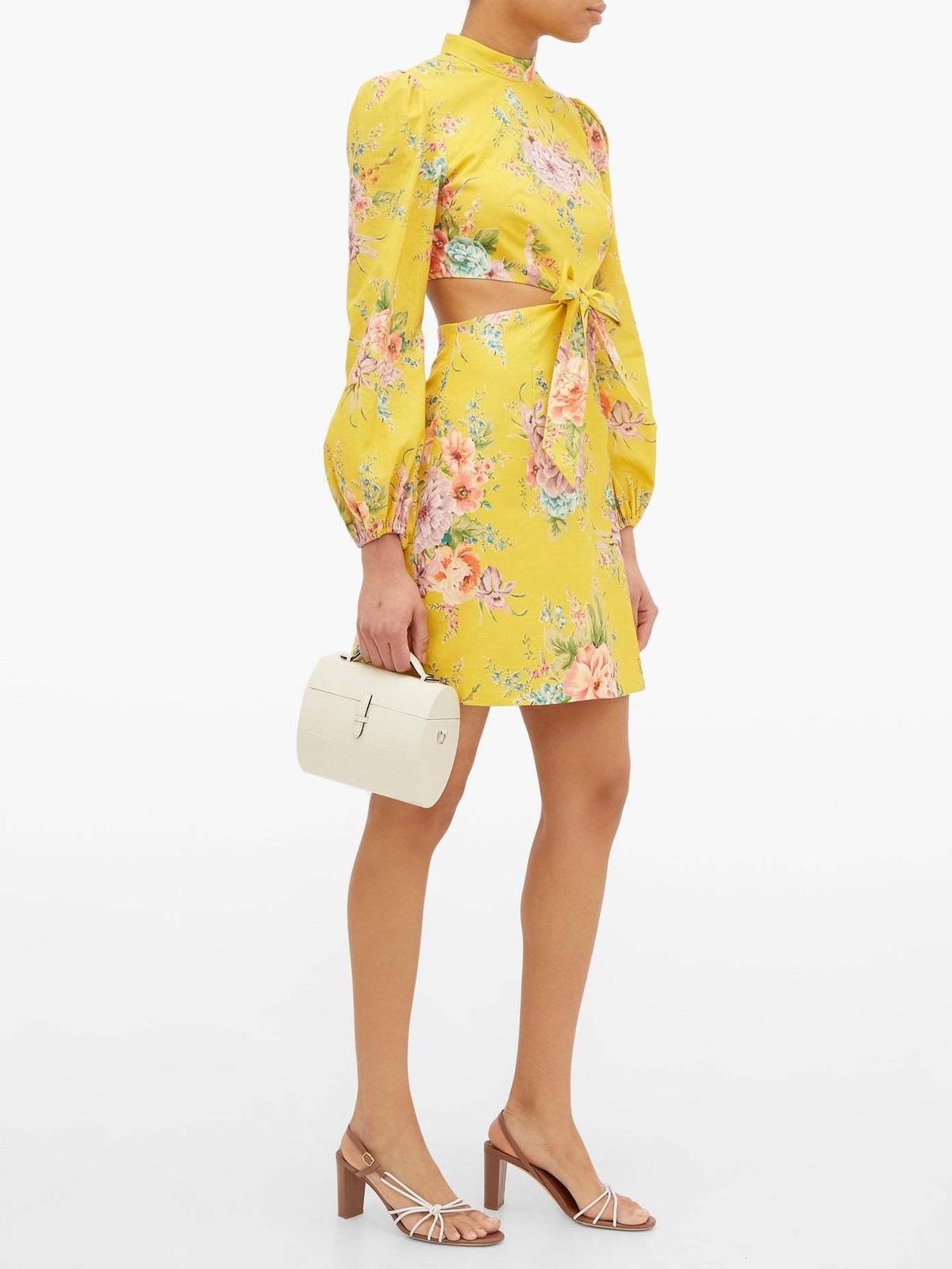 Zimmermann  Zinnia Bow Cut Out Short Dress Yellow Size 6 photo 3