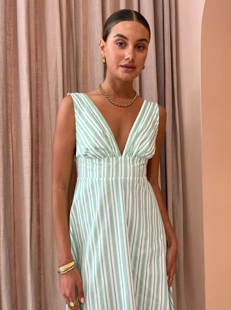 Aston Studio Betty Stripe Dress Green Size AU 10 photo 3