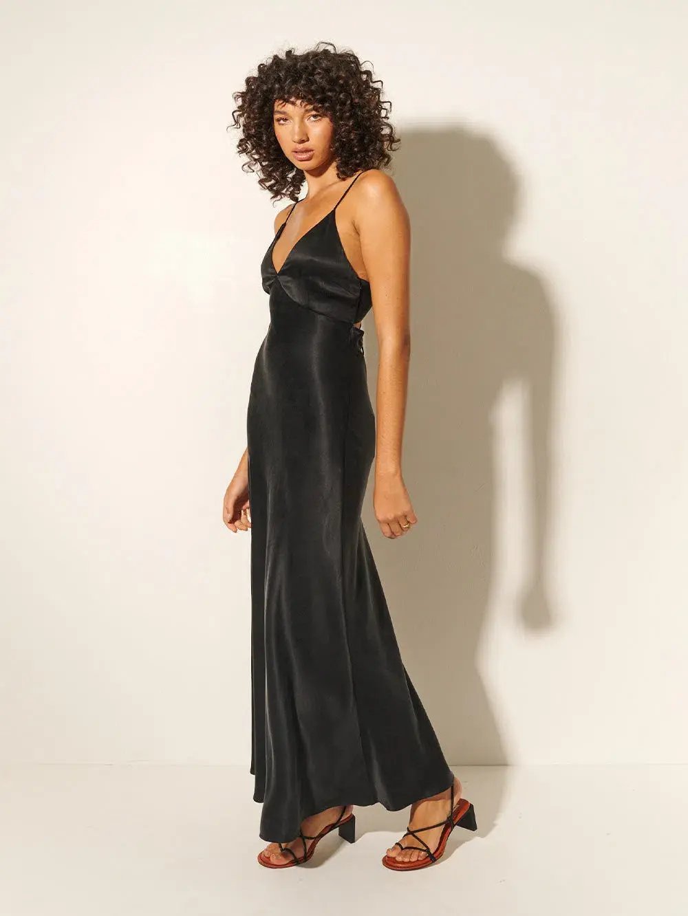 Kivari Bianca Open Back Slip Dress Black Size AU 10 photo 2