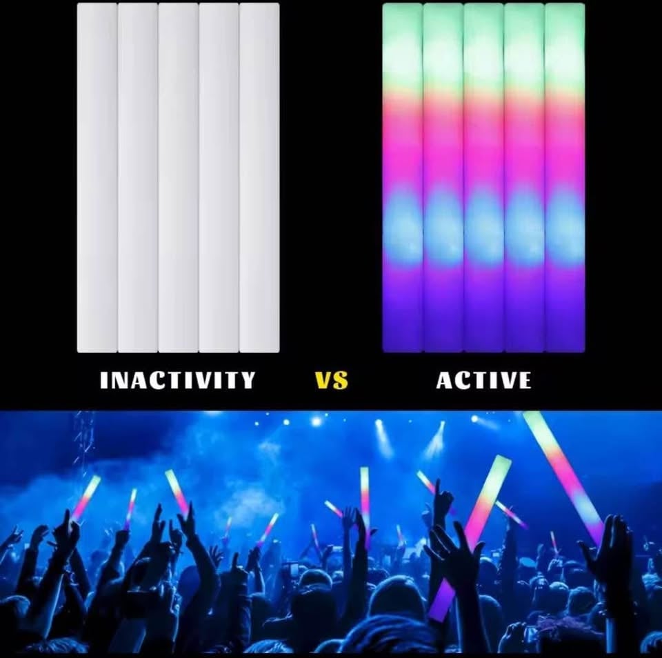 colourful RGB LED glow cheer tube foam sticks dark light for Christmas, birthday, wedding party ❤ photo 5