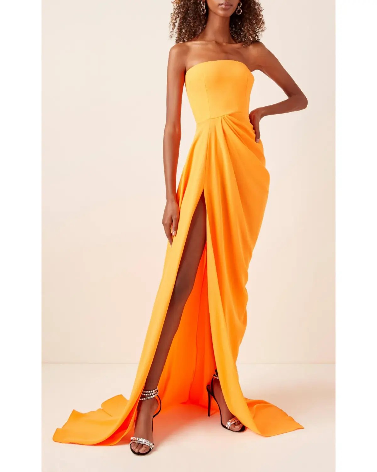Alex Perry Reed Draped Crepe Gown Orange Size XS / AU 6 photo 2