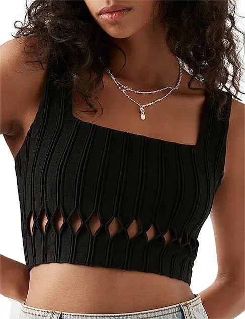 Aje Ney Diamond Cut Out Crop Top Black Size AU 12 photo 3