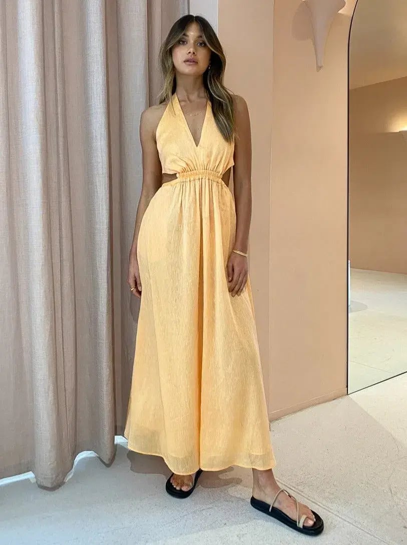 Manning Cartell Lyrical Colours Halter Maxi Dress in Mango Sorbet Size 6 photo 6