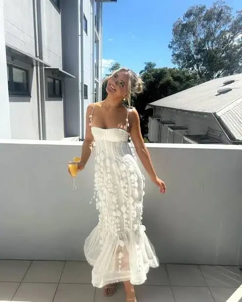 Zimmermann Botanica Petal Gown Dress In White Size 0/AU 6 photo 2