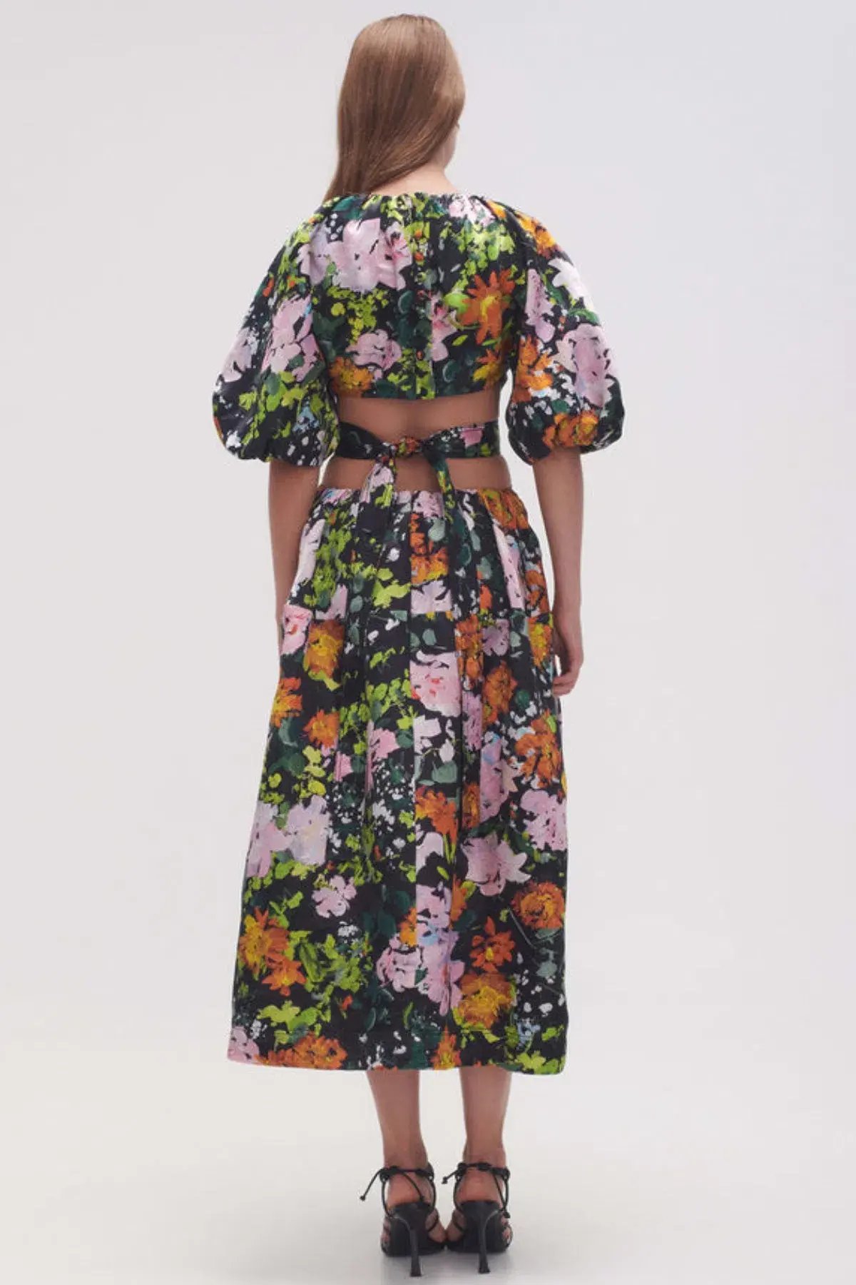 Aje Mimosa Cutout Midi Dress Midnight Floral Size 8 photo 4