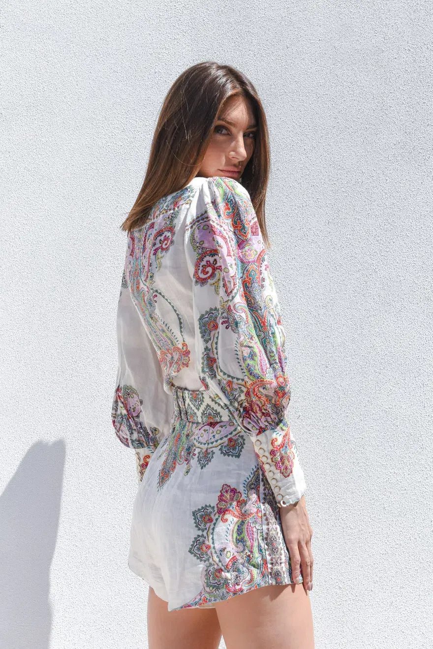Zimmermann Ninety-Six Filigree Shorts & Shirt Set Print Size 0/AU 8 photo 2