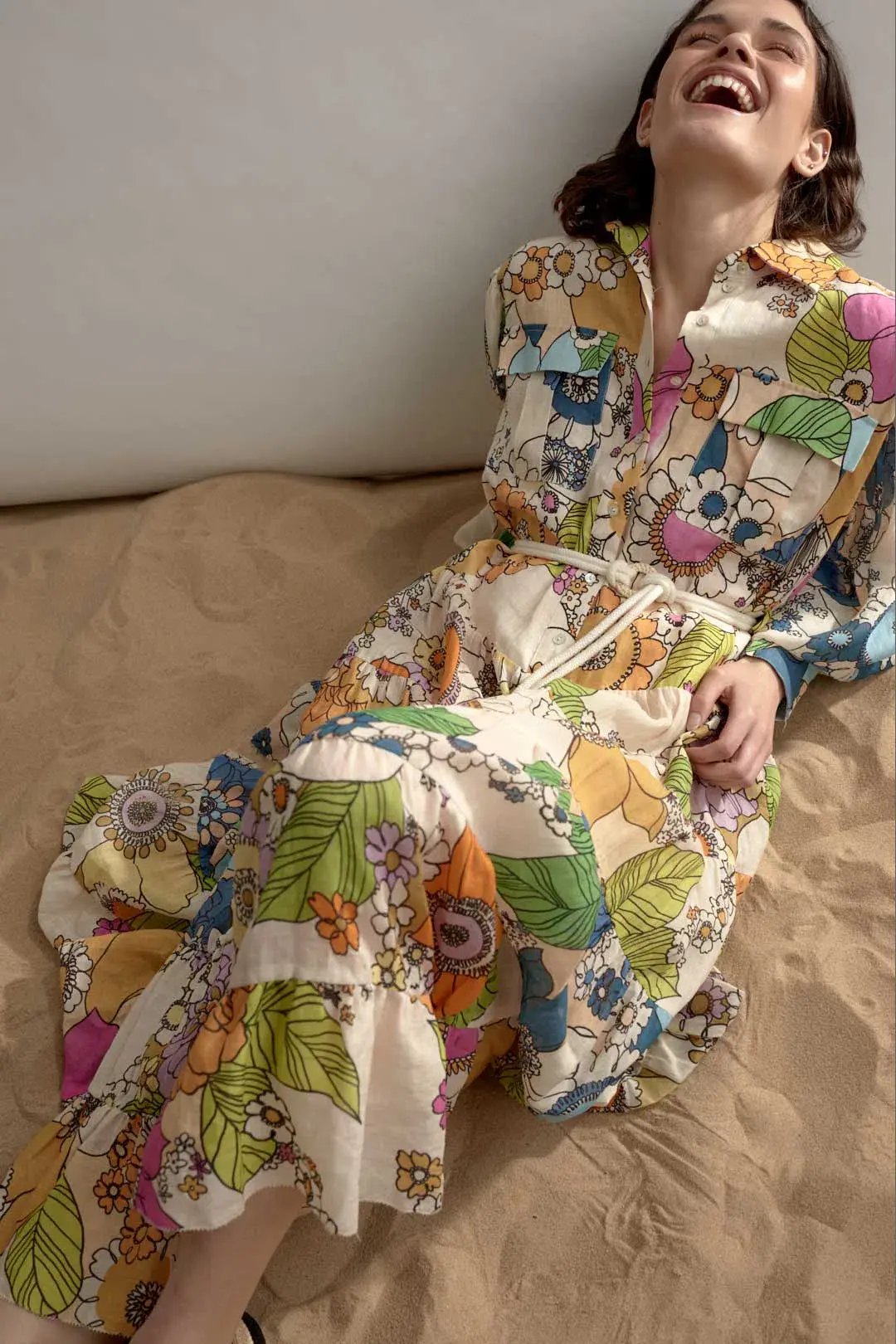 Alemais Farrah Tiered Shirt Dress Print Size 14 photo 2