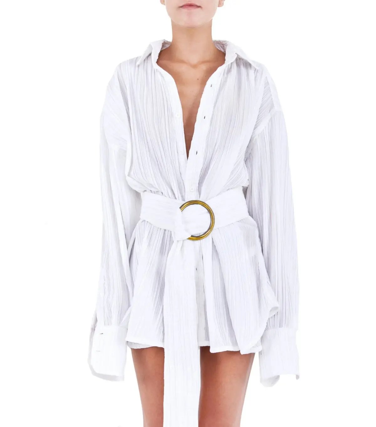 BAMBA SWIM Titan Shirt Dress in White Size S / AU 8 photo 5