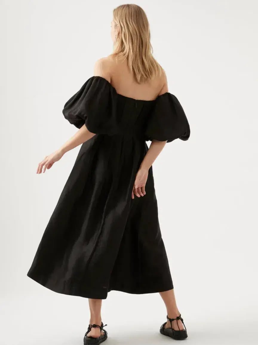 Aje Eugenie Off Shoulder Midi Dress Black Size 12 photo 3